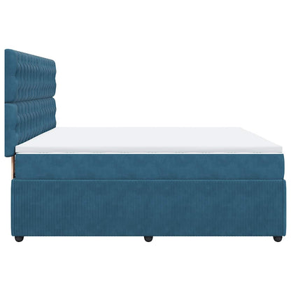 Boxspring met matras fluweel blauw 180x200 cm