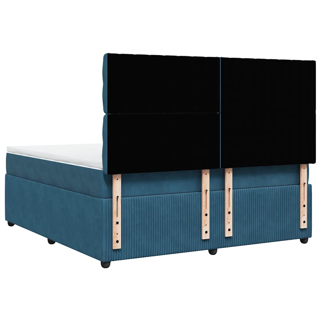 Boxspring met matras fluweel blauw 180x200 cm