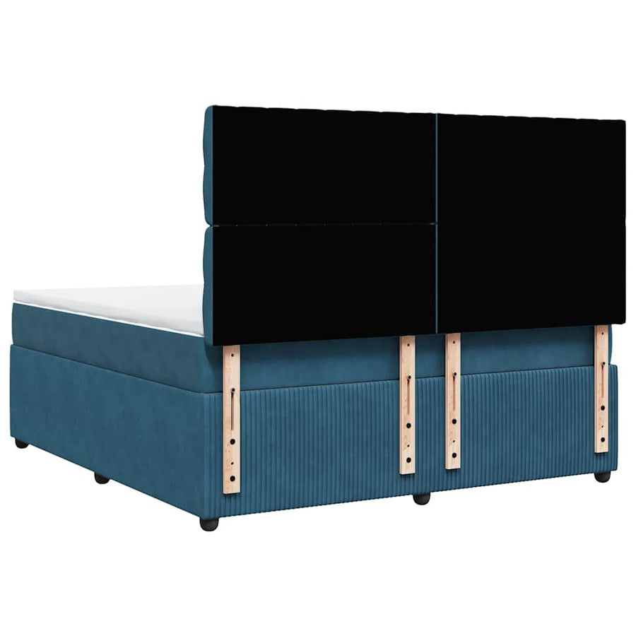 Boxspring met matras fluweel blauw 180x200 cm