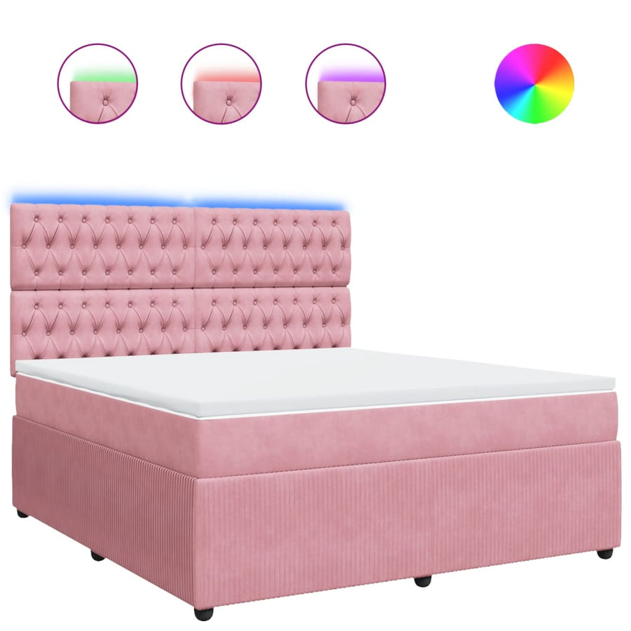 Boxspring met matras fluweel roze 180x200 cm