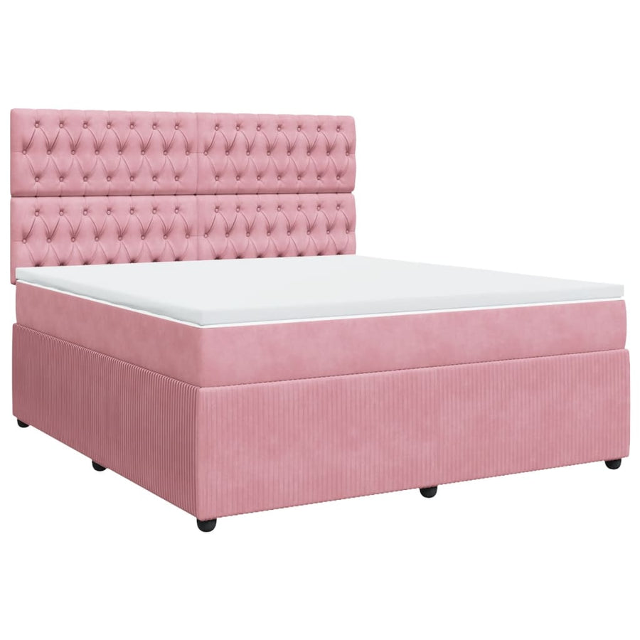 Boxspring met matras fluweel roze 180x200 cm