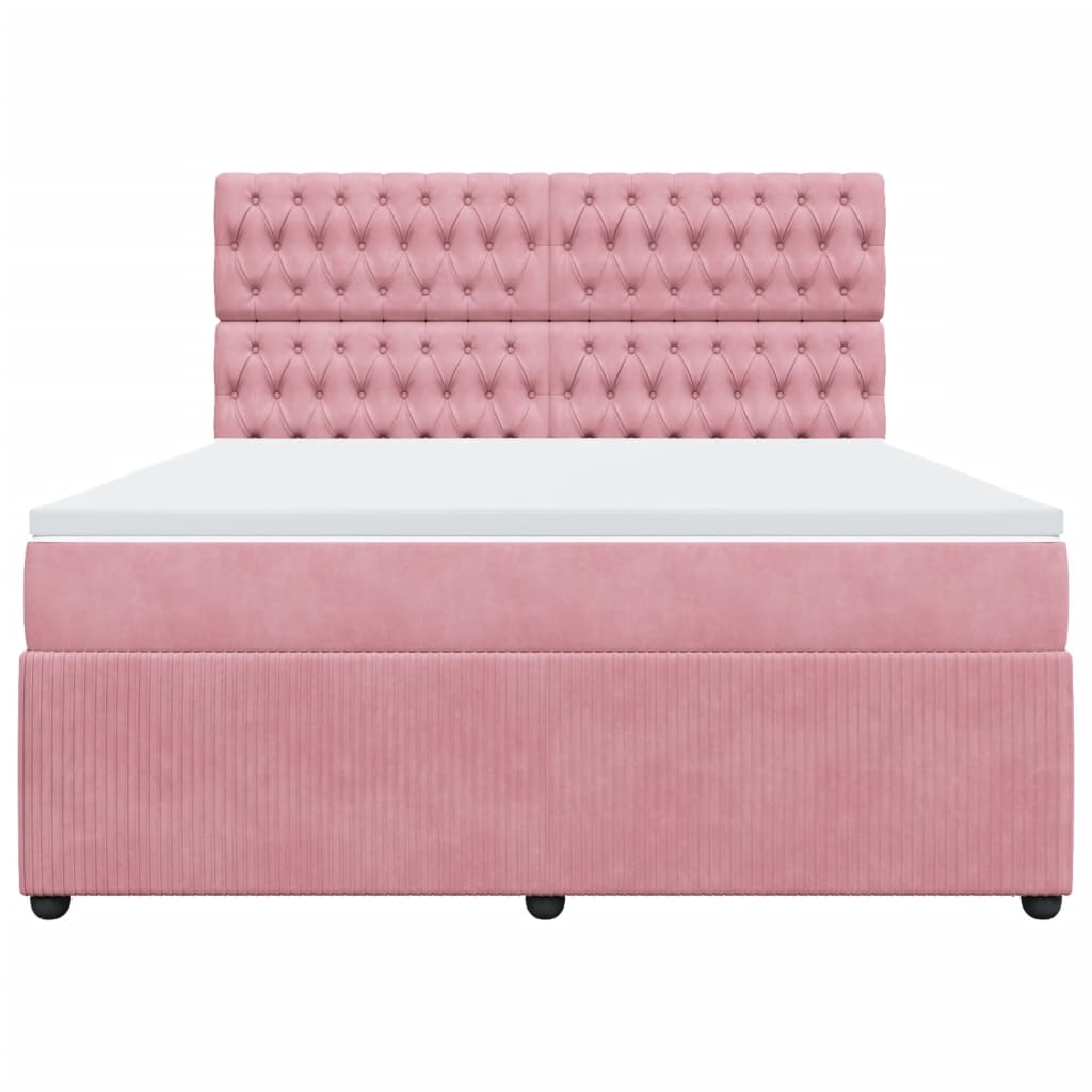 Boxspring met matras fluweel roze 180x200 cm