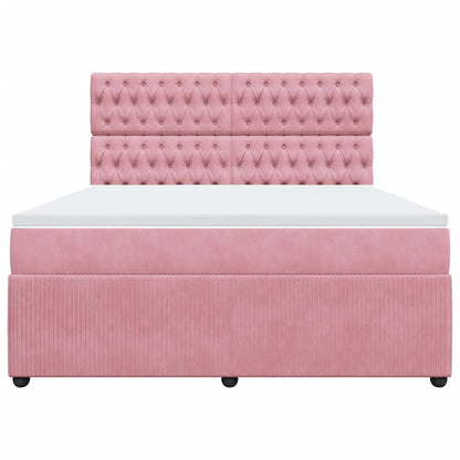 Boxspring met matras fluweel roze 180x200 cm