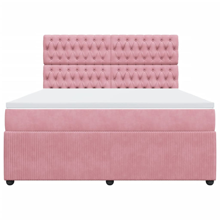 Boxspring met matras fluweel roze 180x200 cm