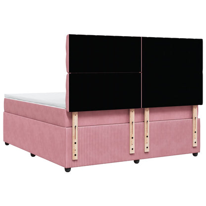 Boxspring met matras fluweel roze 180x200 cm