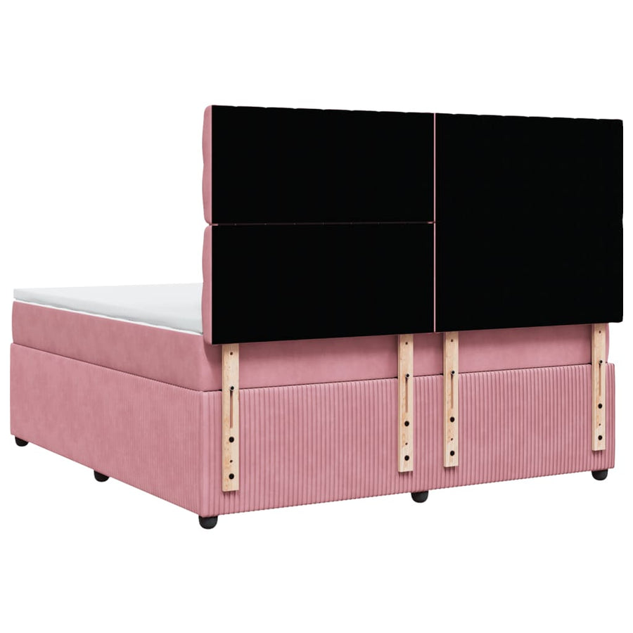 Boxspring met matras fluweel roze 180x200 cm