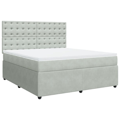 Boxspring met matras fluweel lichtgrijs 180x200 cm