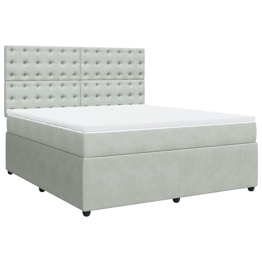 Boxspring met matras fluweel lichtgrijs 180x200 cm
