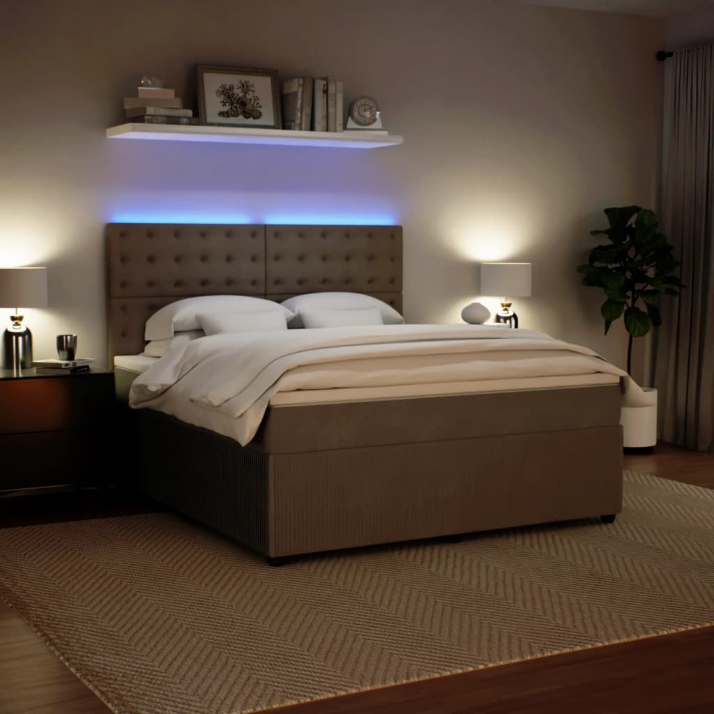 Boxspring met matras fluweel lichtgrijs 180x200 cm