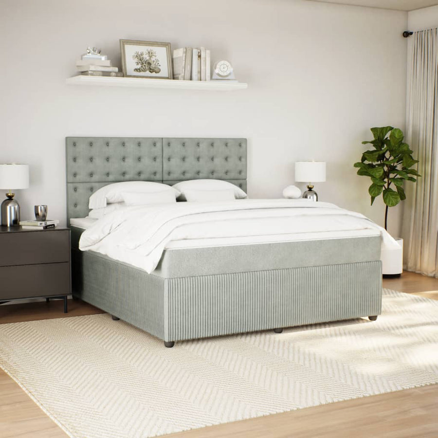 Boxspring met matras fluweel lichtgrijs 180x200 cm