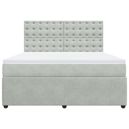 Boxspring met matras fluweel lichtgrijs 180x200 cm