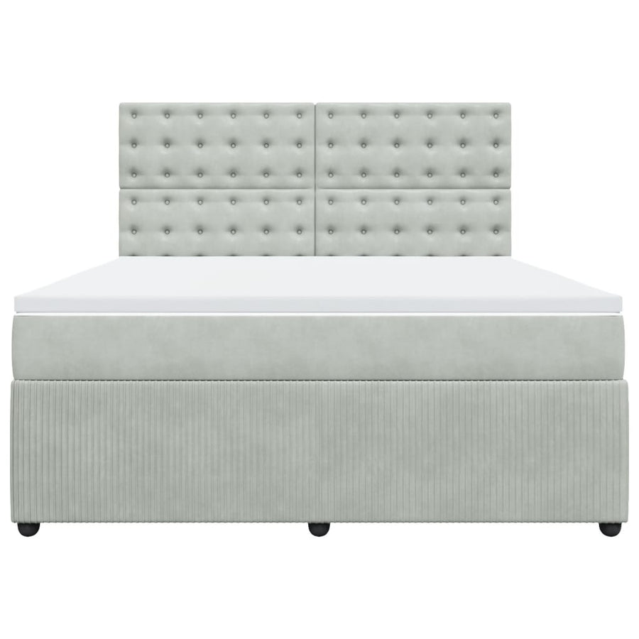 Boxspring met matras fluweel lichtgrijs 180x200 cm