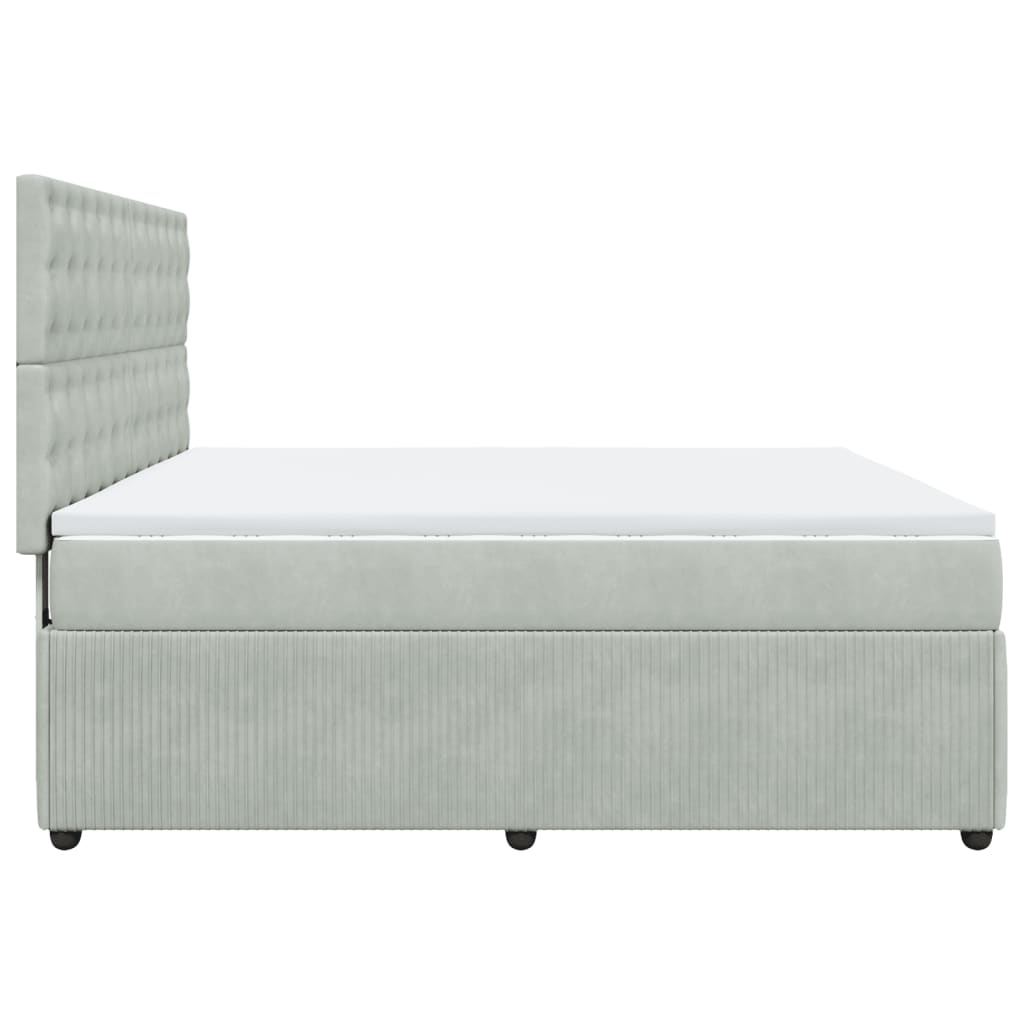 Boxspring met matras fluweel lichtgrijs 180x200 cm