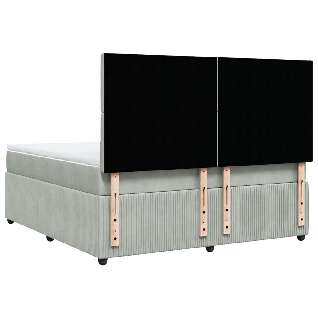 Boxspring met matras fluweel lichtgrijs 180x200 cm