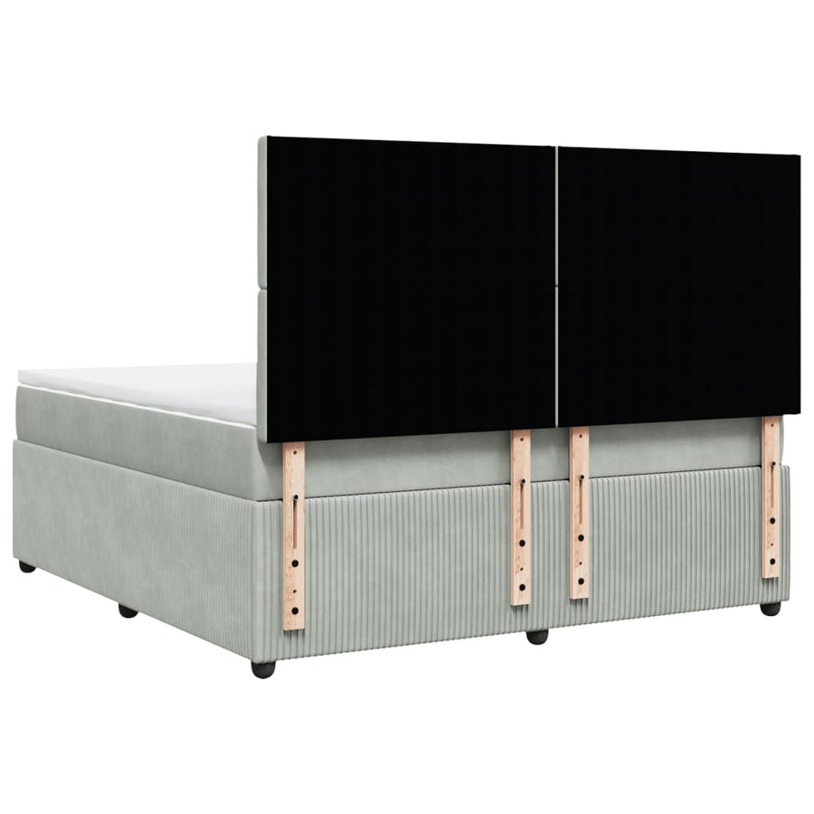Boxspring met matras fluweel lichtgrijs 180x200 cm