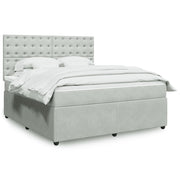 Box spring bed with velvet mattress light grey 180x200 cm