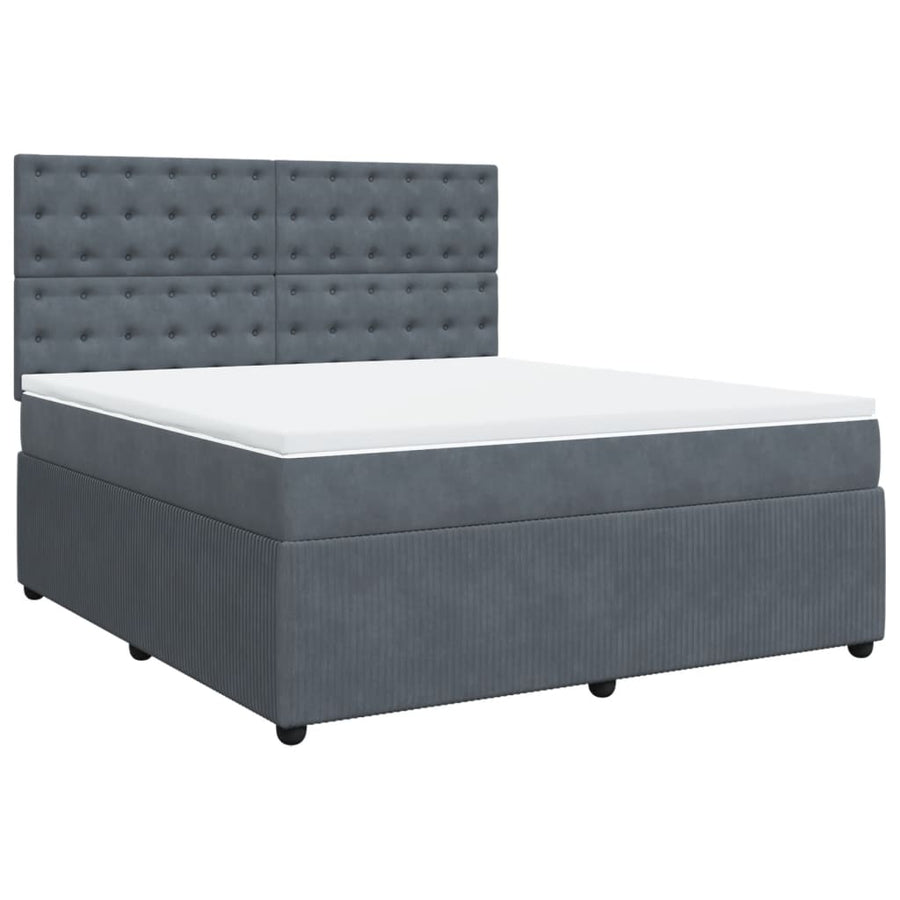 Boxspring met matras fluweel donkergrijs 180x200 cm
