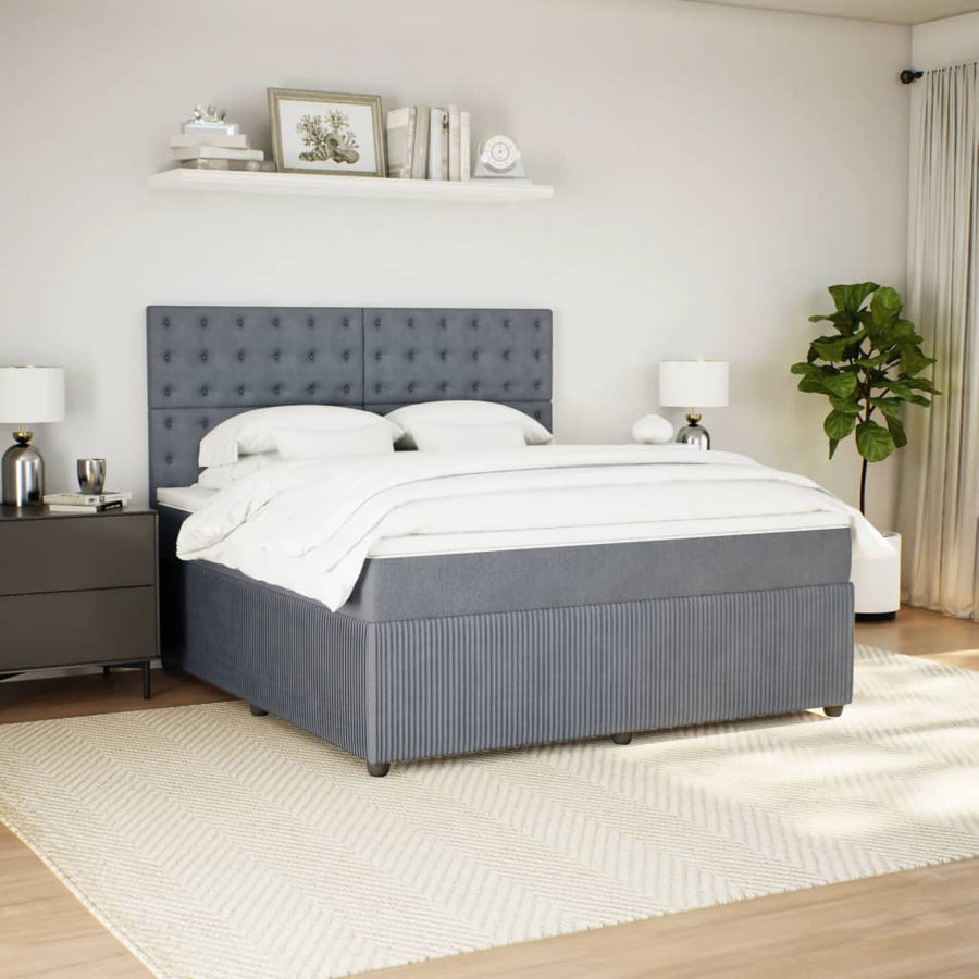 Boxspring met matras fluweel donkergrijs 180x200 cm