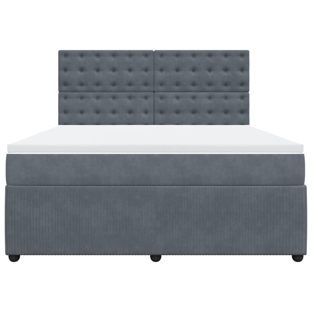 Boxspring met matras fluweel donkergrijs 180x200 cm