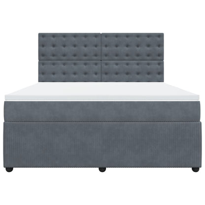 Boxspring met matras fluweel donkergrijs 180x200 cm