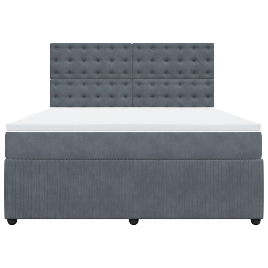 Boxspring met matras fluweel donkergrijs 180x200 cm