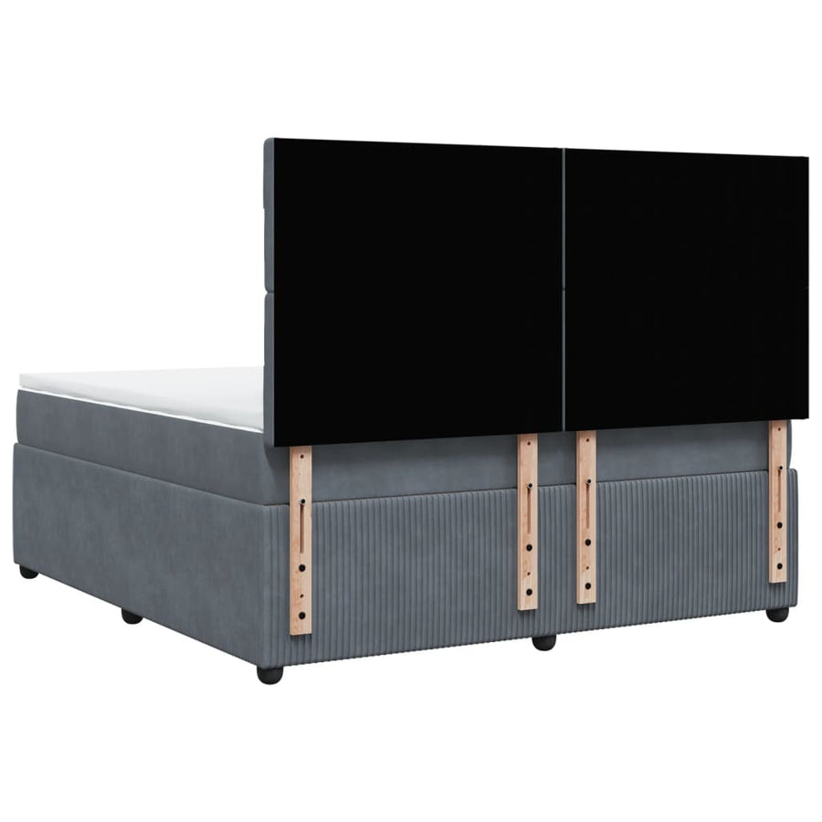 Boxspring met matras fluweel donkergrijs 180x200 cm