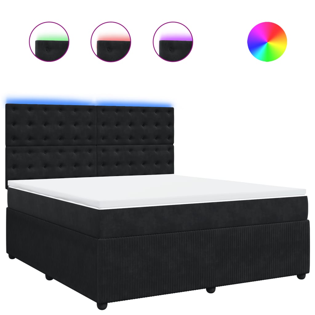 Boxspring met matras fluweel zwart 180x200 cm