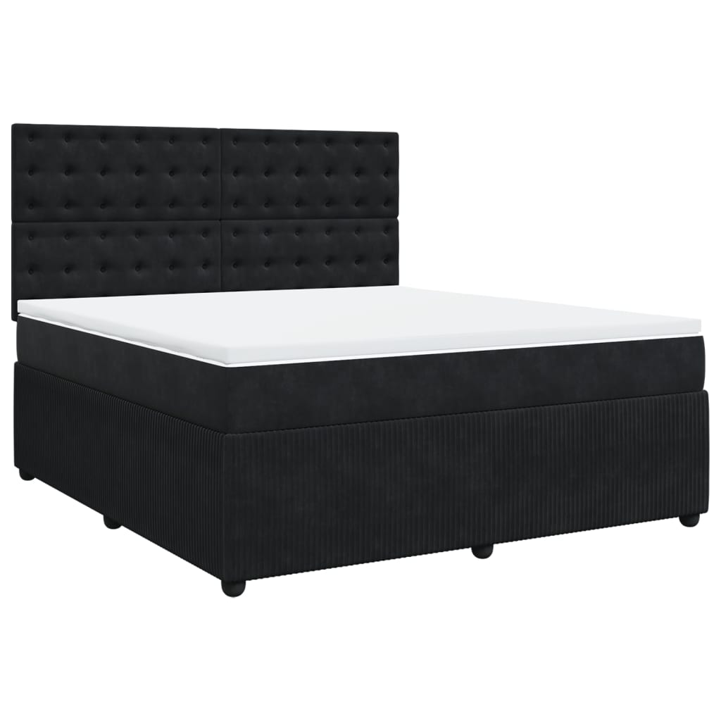 Boxspring met matras fluweel zwart 180x200 cm