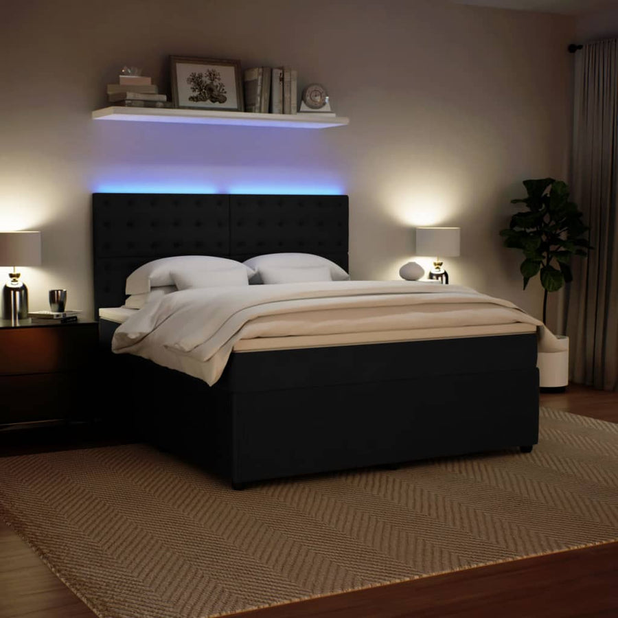 Boxspring met matras fluweel zwart 180x200 cm