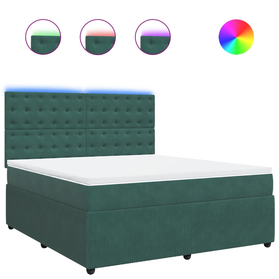 Boxspring met matras fluweel donkergroen 180x200 cm