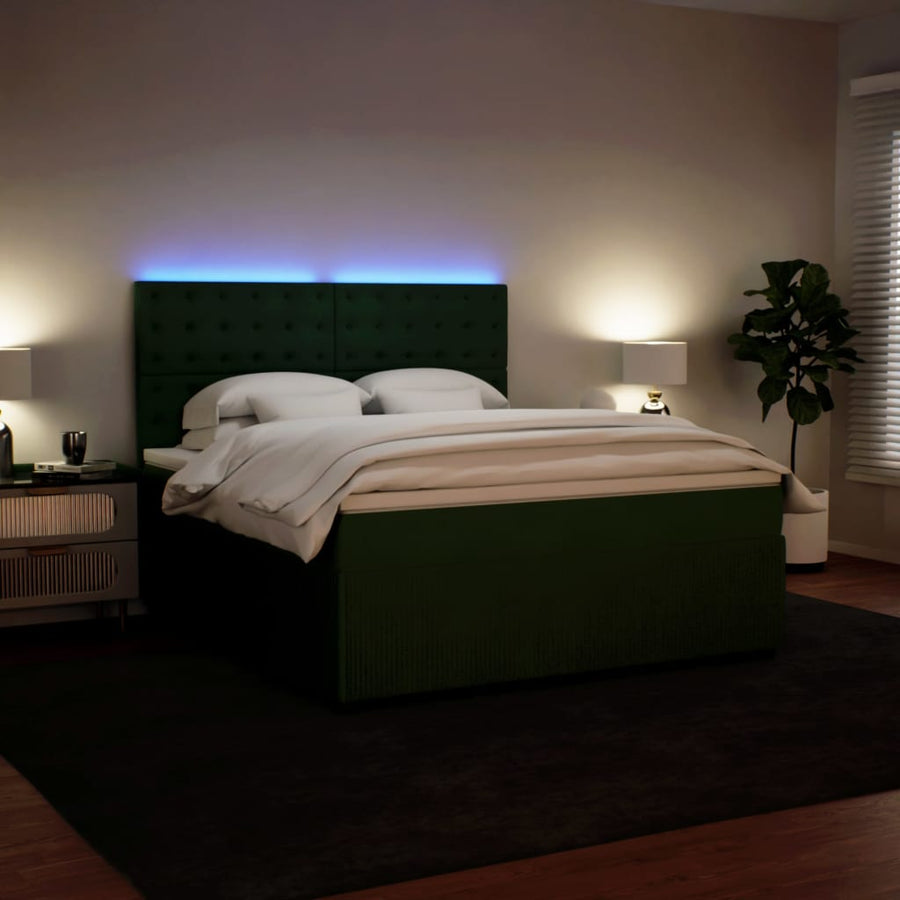 Boxspring met matras fluweel donkergroen 180x200 cm