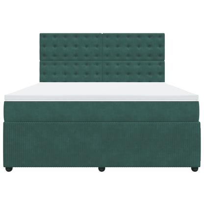 Boxspring met matras fluweel donkergroen 180x200 cm