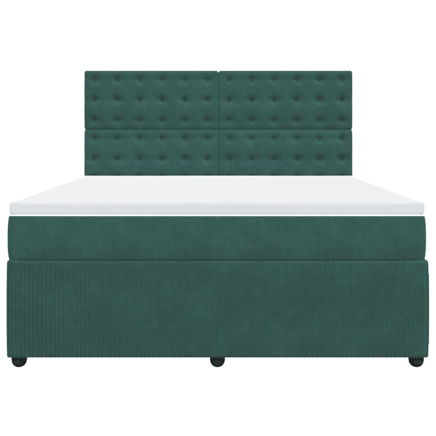 Boxspring met matras fluweel donkergroen 180x200 cm