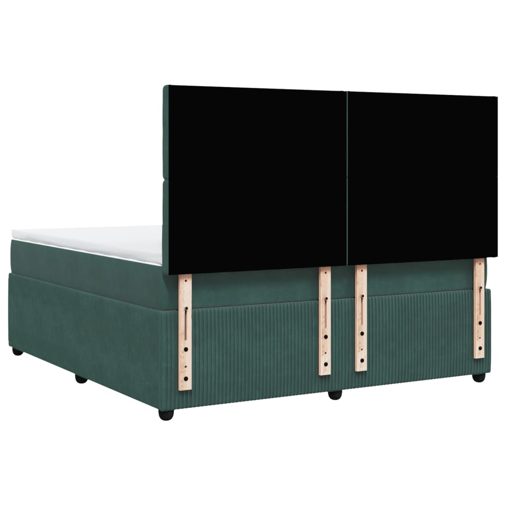Boxspring met matras fluweel donkergroen 180x200 cm