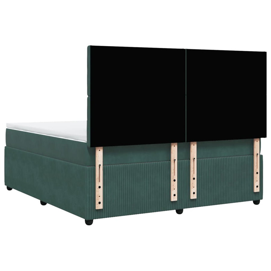 Boxspring met matras fluweel donkergroen 180x200 cm