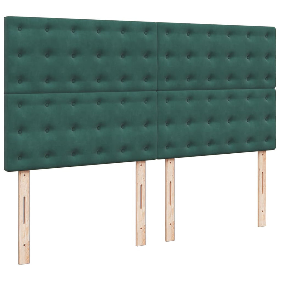 Boxspring met matras fluweel donkergroen 180x200 cm
