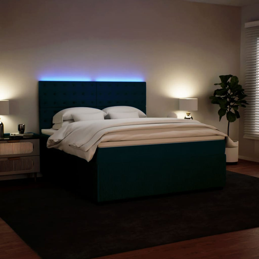 Boxspring met matras fluweel blauw 180x200 cm