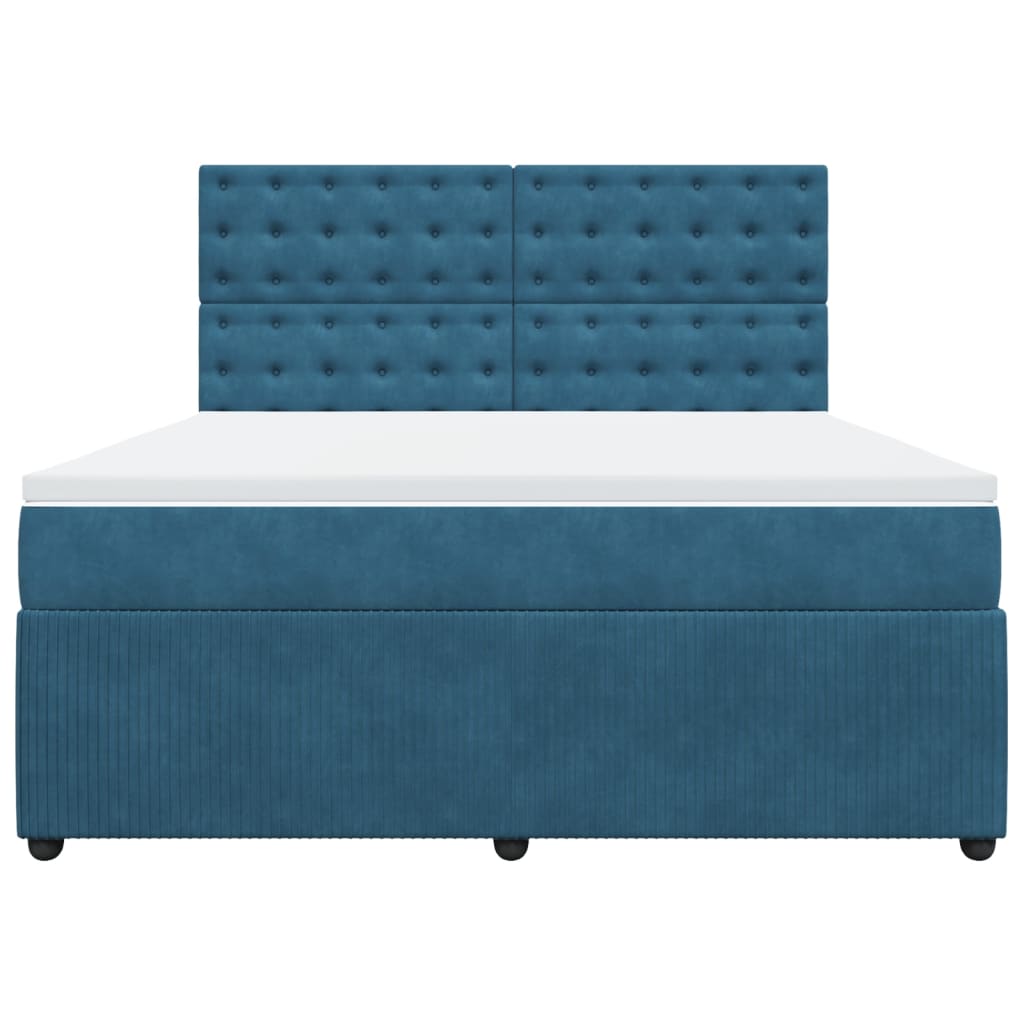 Boxspring met matras fluweel blauw 180x200 cm