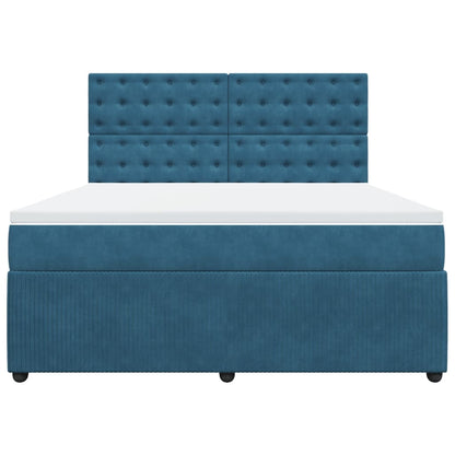 Boxspring met matras fluweel blauw 180x200 cm