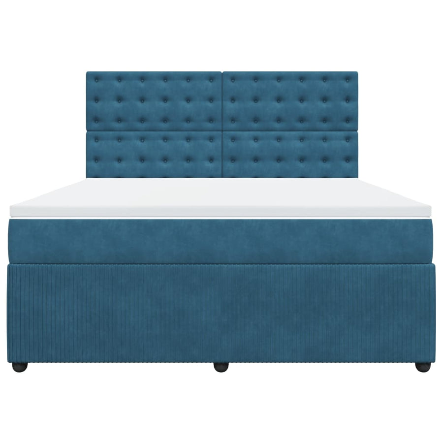 Boxspring met matras fluweel blauw 180x200 cm