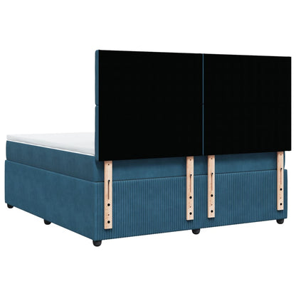 Boxspring met matras fluweel blauw 180x200 cm