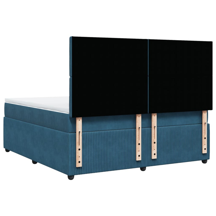 Boxspring met matras fluweel blauw 180x200 cm