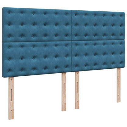 Boxspring met matras fluweel blauw 180x200 cm