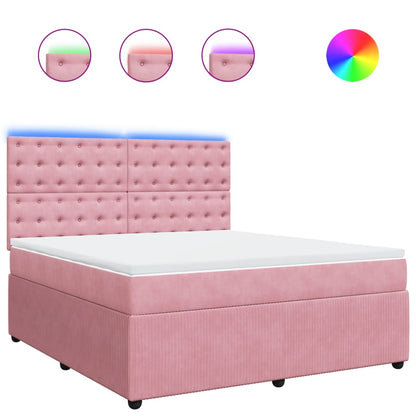 Boxspring met matras fluweel roze 180x200 cm