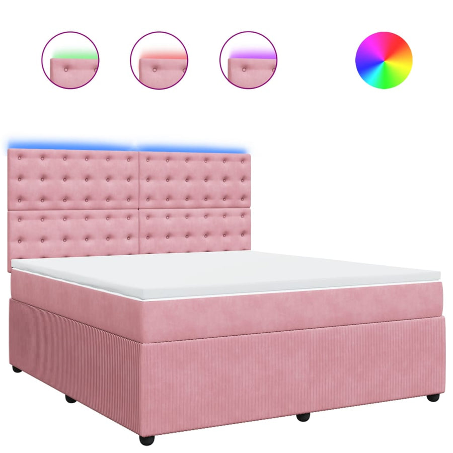 Boxspring met matras fluweel roze 180x200 cm