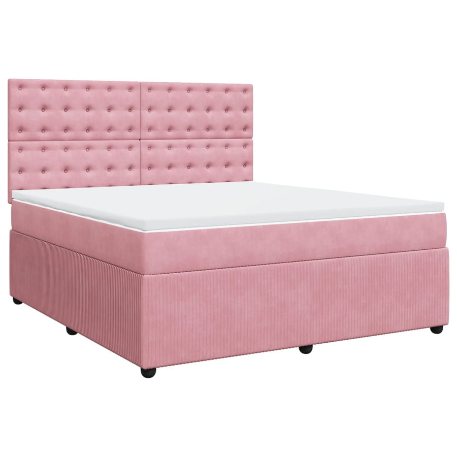 Boxspring met matras fluweel roze 180x200 cm