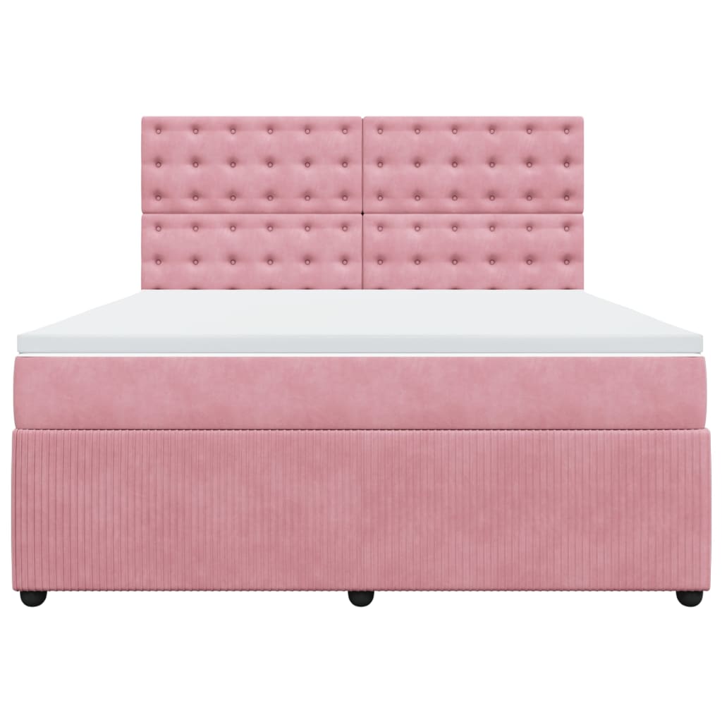 Boxspring met matras fluweel roze 180x200 cm