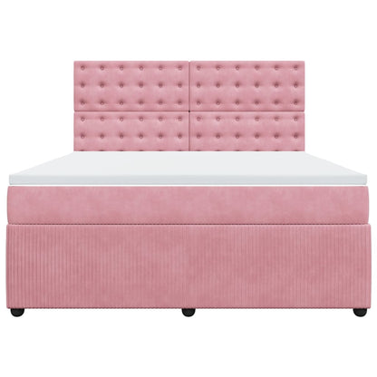 Boxspring met matras fluweel roze 180x200 cm