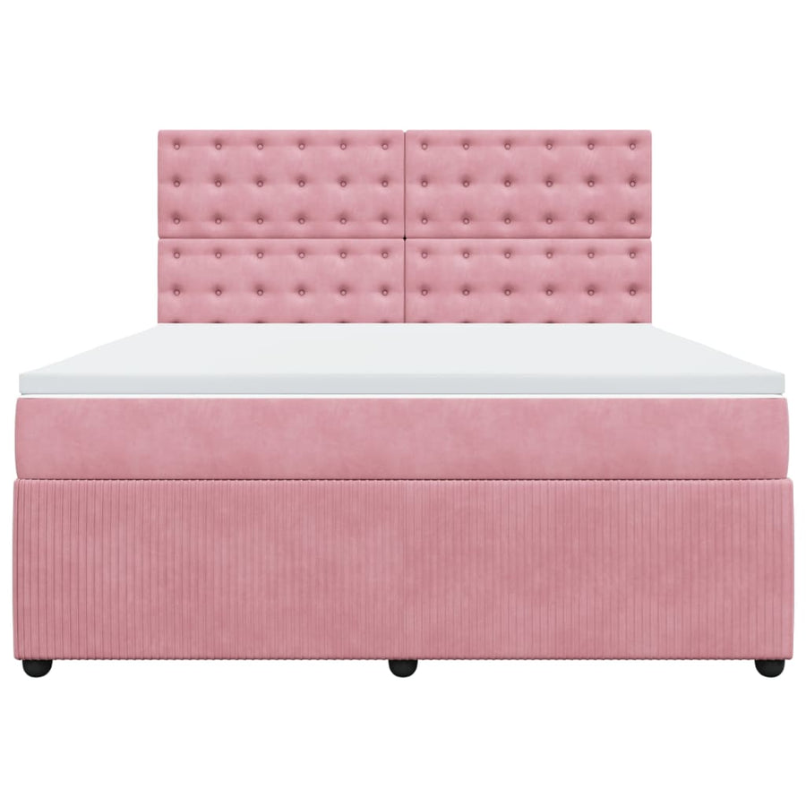 Boxspring met matras fluweel roze 180x200 cm