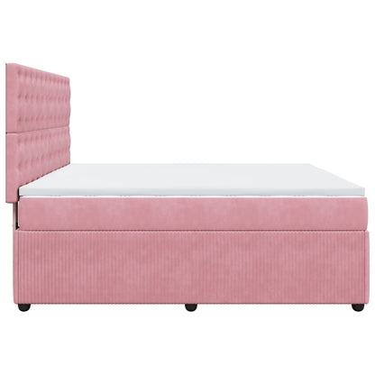 Boxspring met matras fluweel roze 180x200 cm